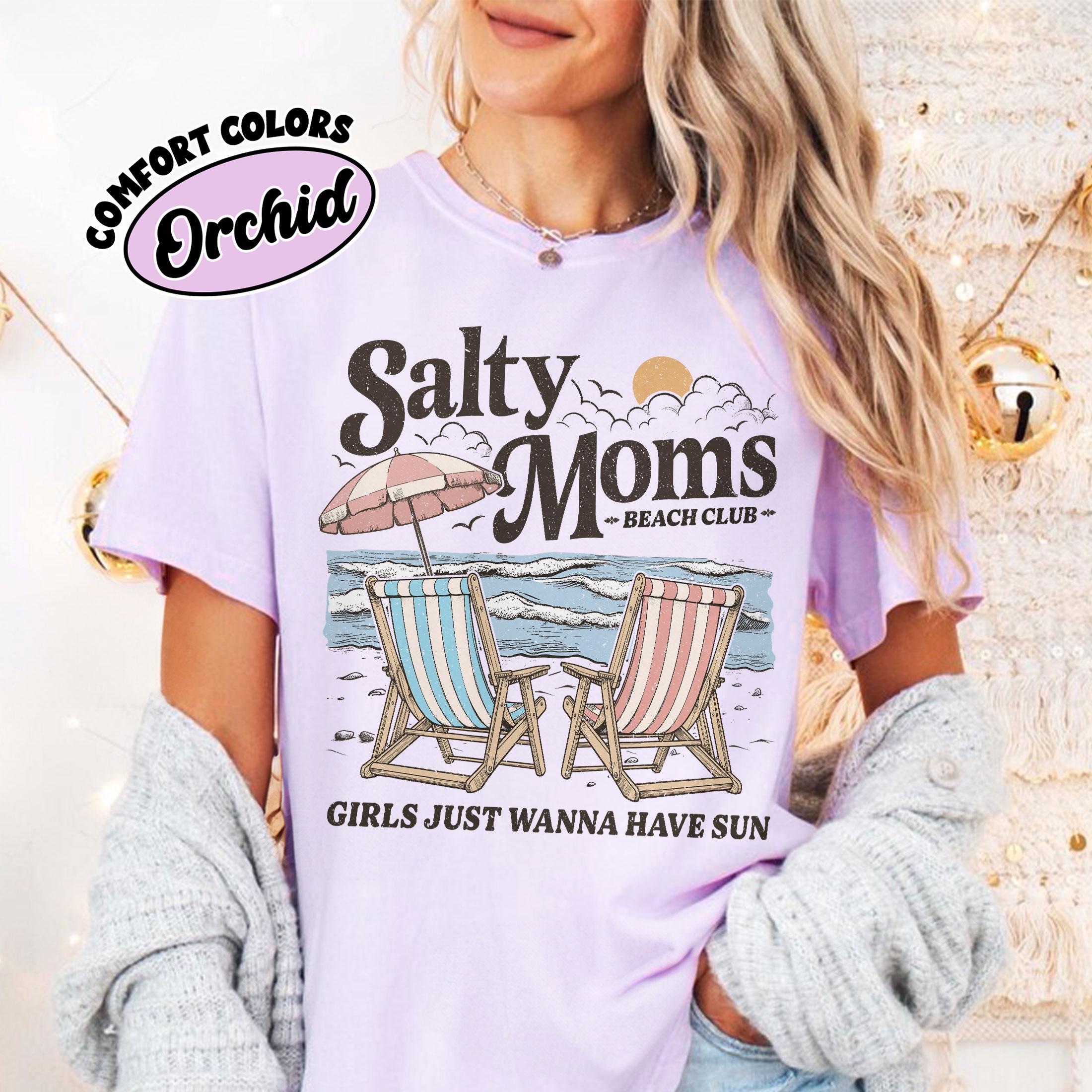Salty Moms Beach Club Comfort Colors Shirt, The Beach Club Shirt, Aesthetic Beach Shirt, Mother’s Day Shirt Gift, Summer Vibes Tee
