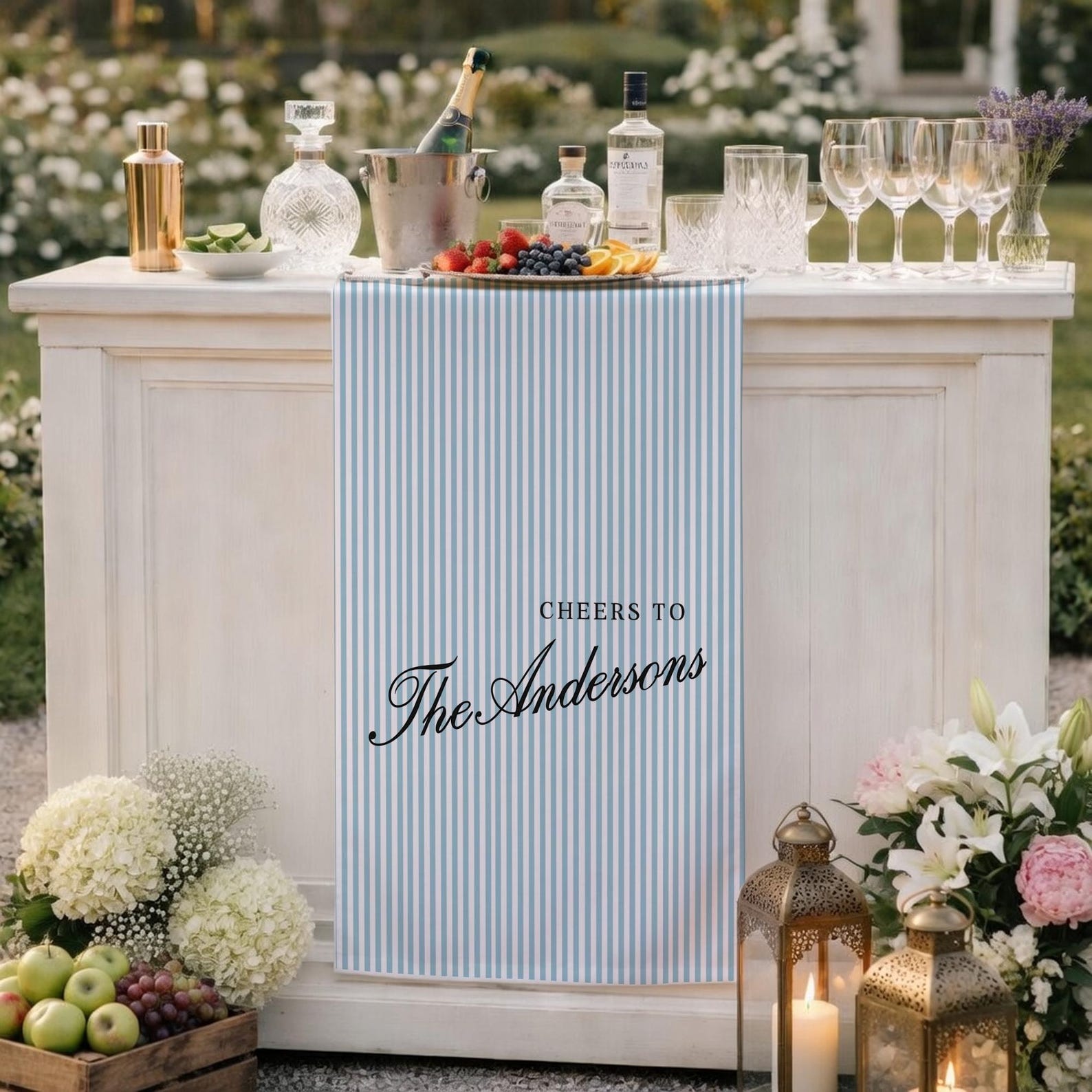 Personalized Linen Striped Bar or Event Sign, Linen Cotton Wedding Bar ...