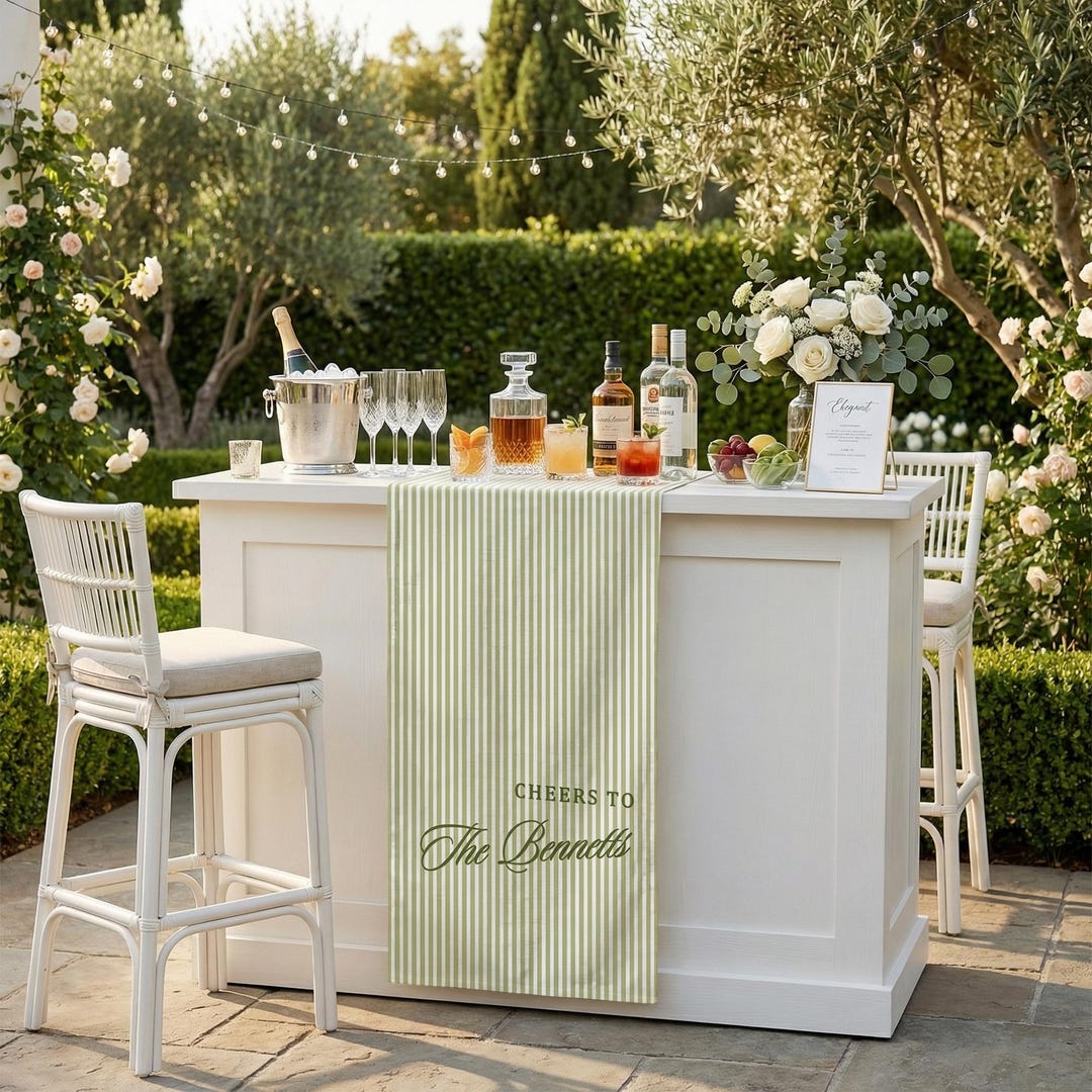 Personalized Linen Striped Bar or Event Sign, Linen Cotton Wedding Bar ...