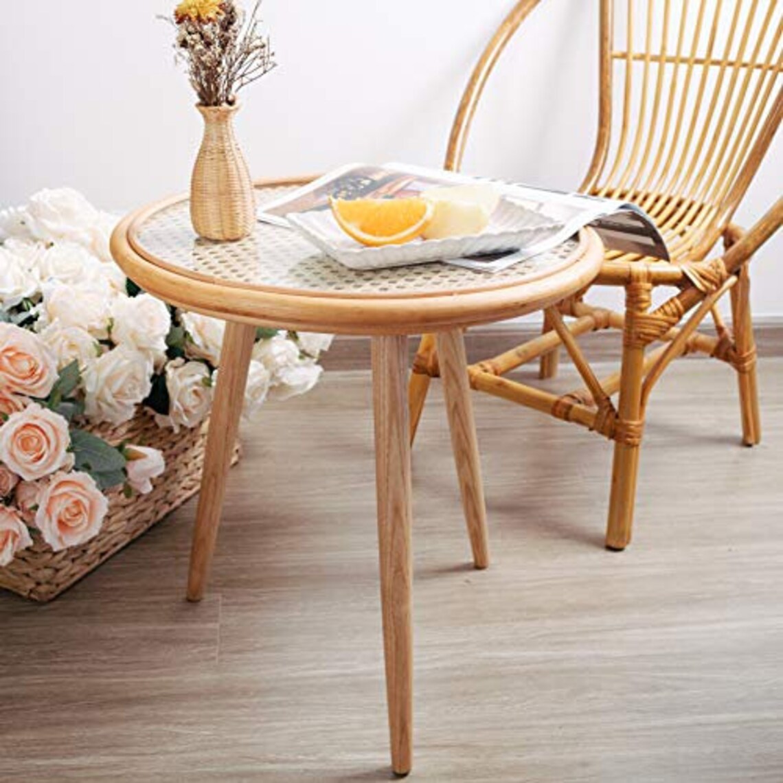 Rattan Round Side Table Side Table Living Room Accent Table Etsy