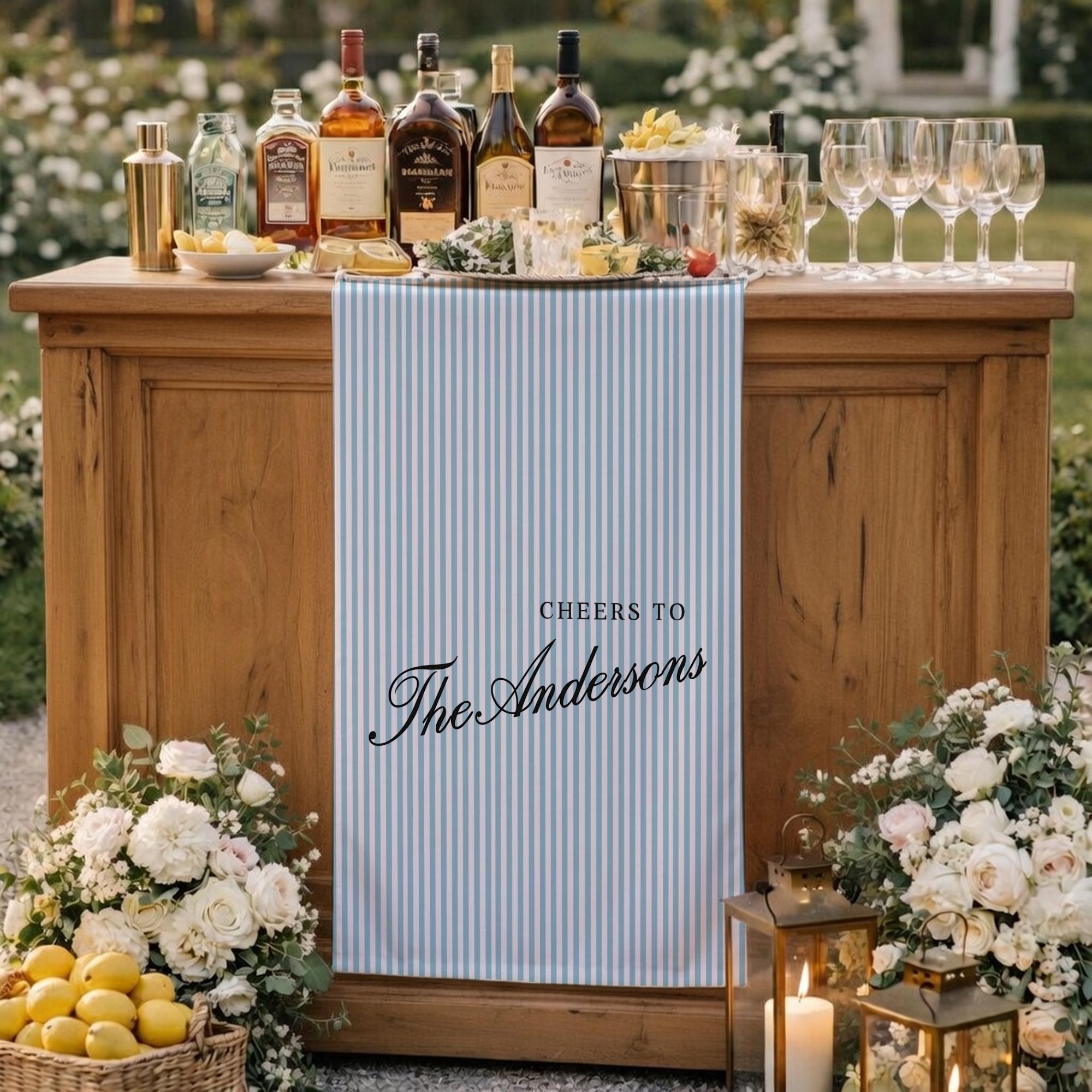 Personalized Linen Striped Bar or Event Sign, Linen Cotton Wedding Bar ...