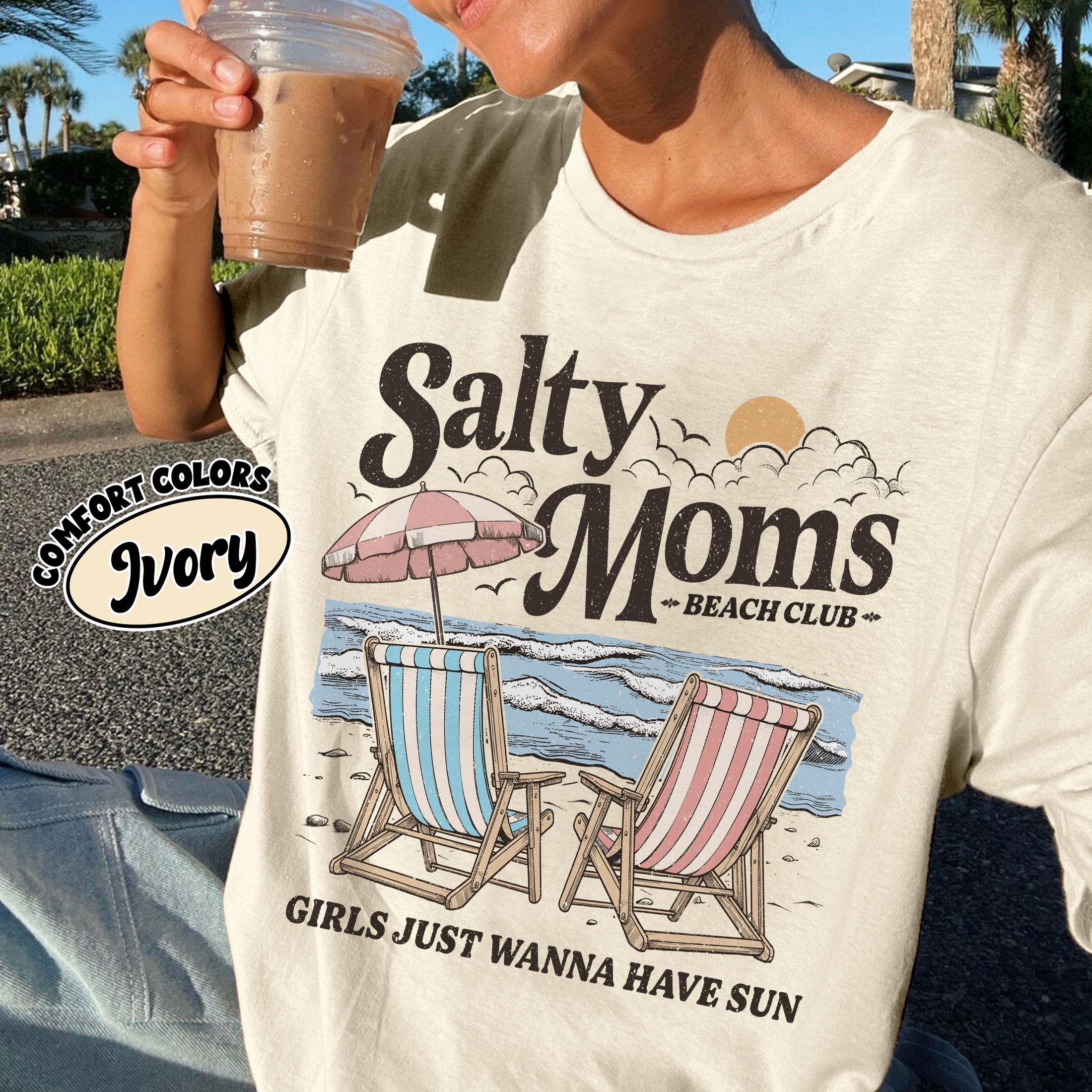 Salty Moms Beach Club Comfort Colors Shirt, The Beach Club Shirt, Aesthetic Beach Shirt, Mother’s Day Shirt Gift, Summer Vibes Tee