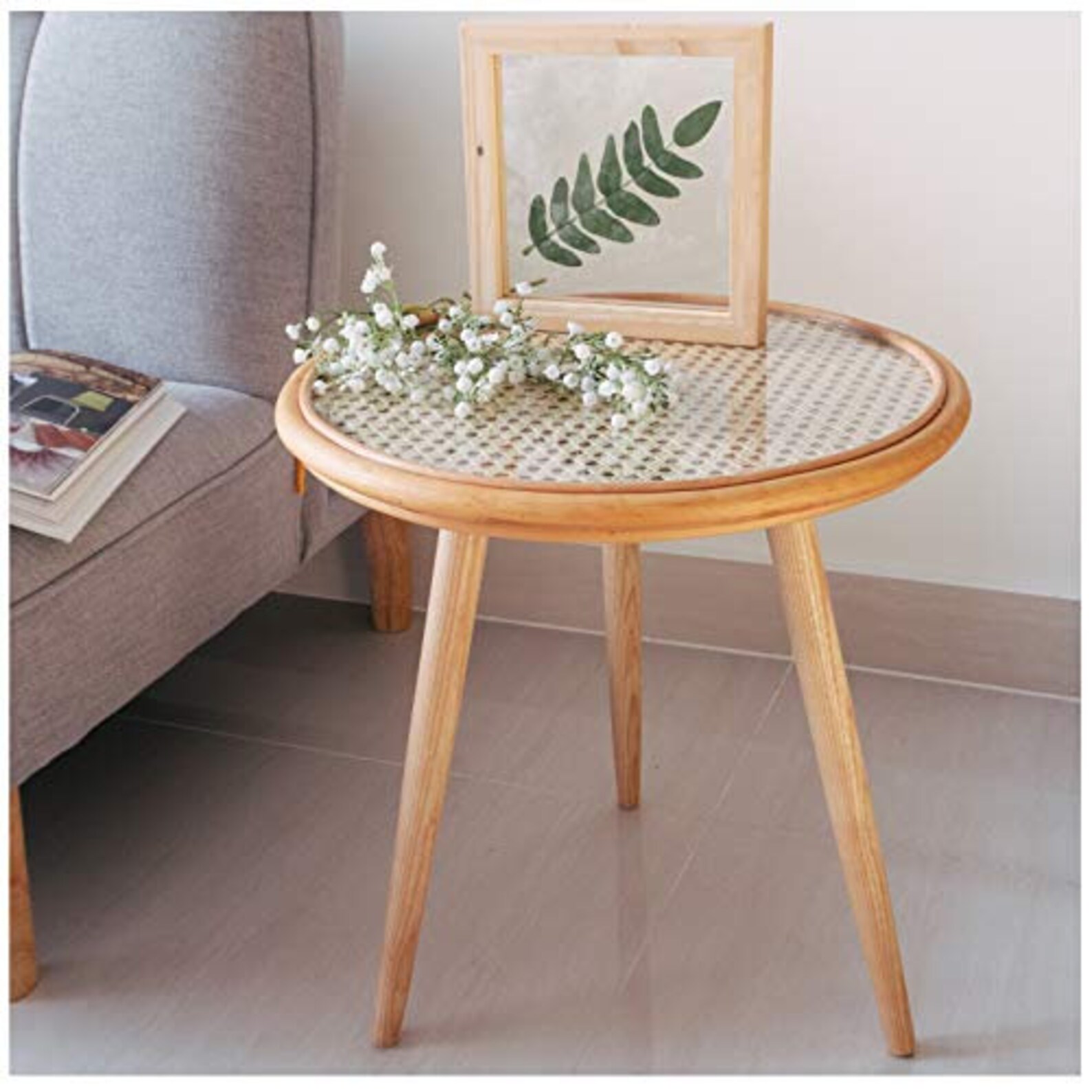 Rattan Round Side Table Side Table Living Room Accent Table Etsy