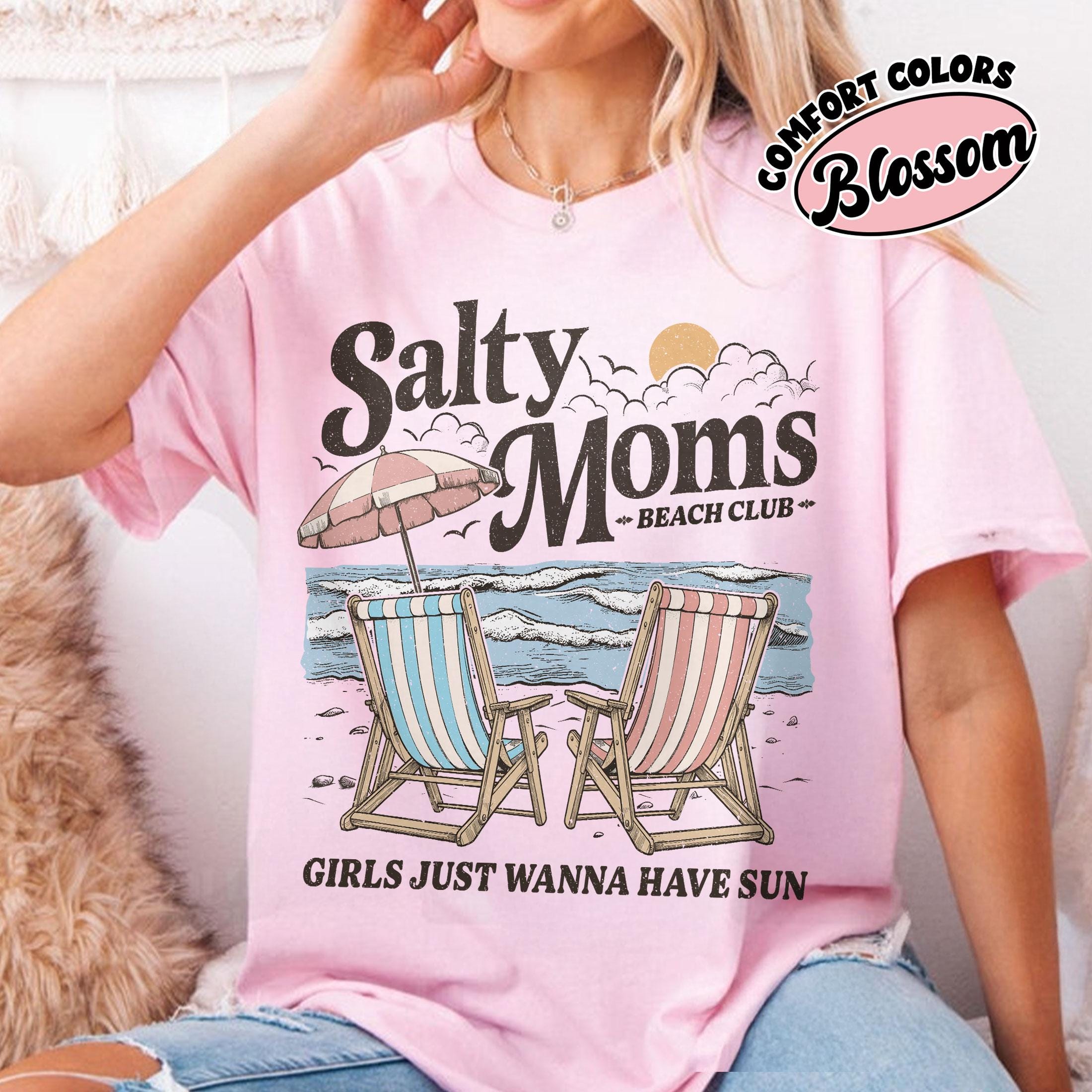 Salty Moms Beach Club Comfort Colors Shirt, The Beach Club Shirt, Aesthetic Beach Shirt, Mother’s Day Shirt Gift, Summer Vibes Tee