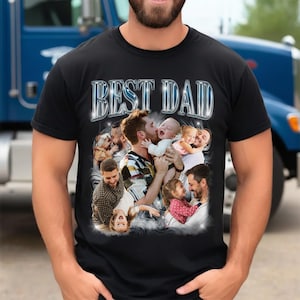 Custom Dad Shirt, Custom Bootleg Rap Tee met Gezichtsfoto, Aangepast Vaderdagcadeau, Shirt Daddy Best Dad Ever Shirt, Uniek cadeau voor vader