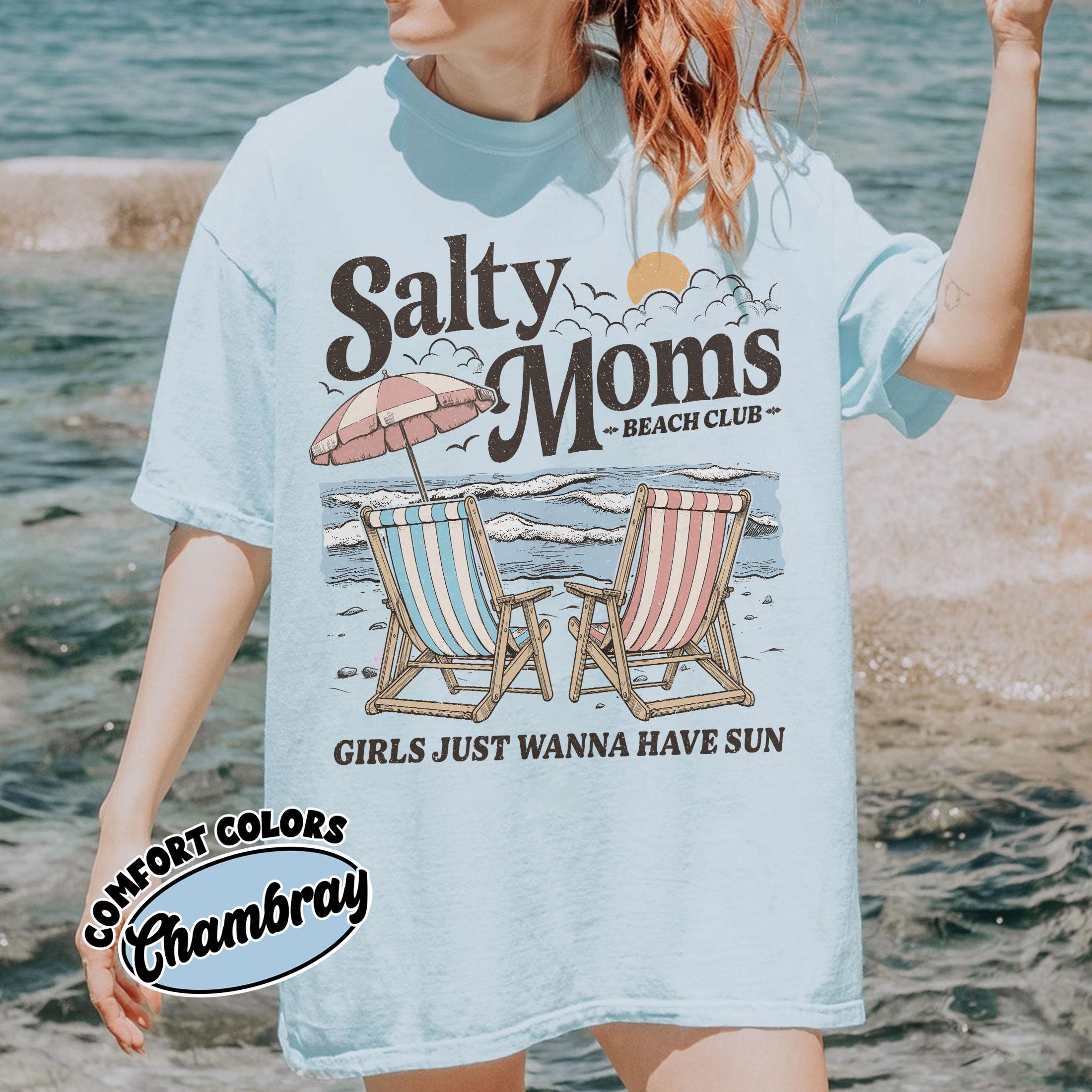 Salty Moms Beach Club Comfort Colors Shirt, The Beach Club Shirt, Aesthetic Beach Shirt, Mother’s Day Shirt Gift, Summer Vibes Tee