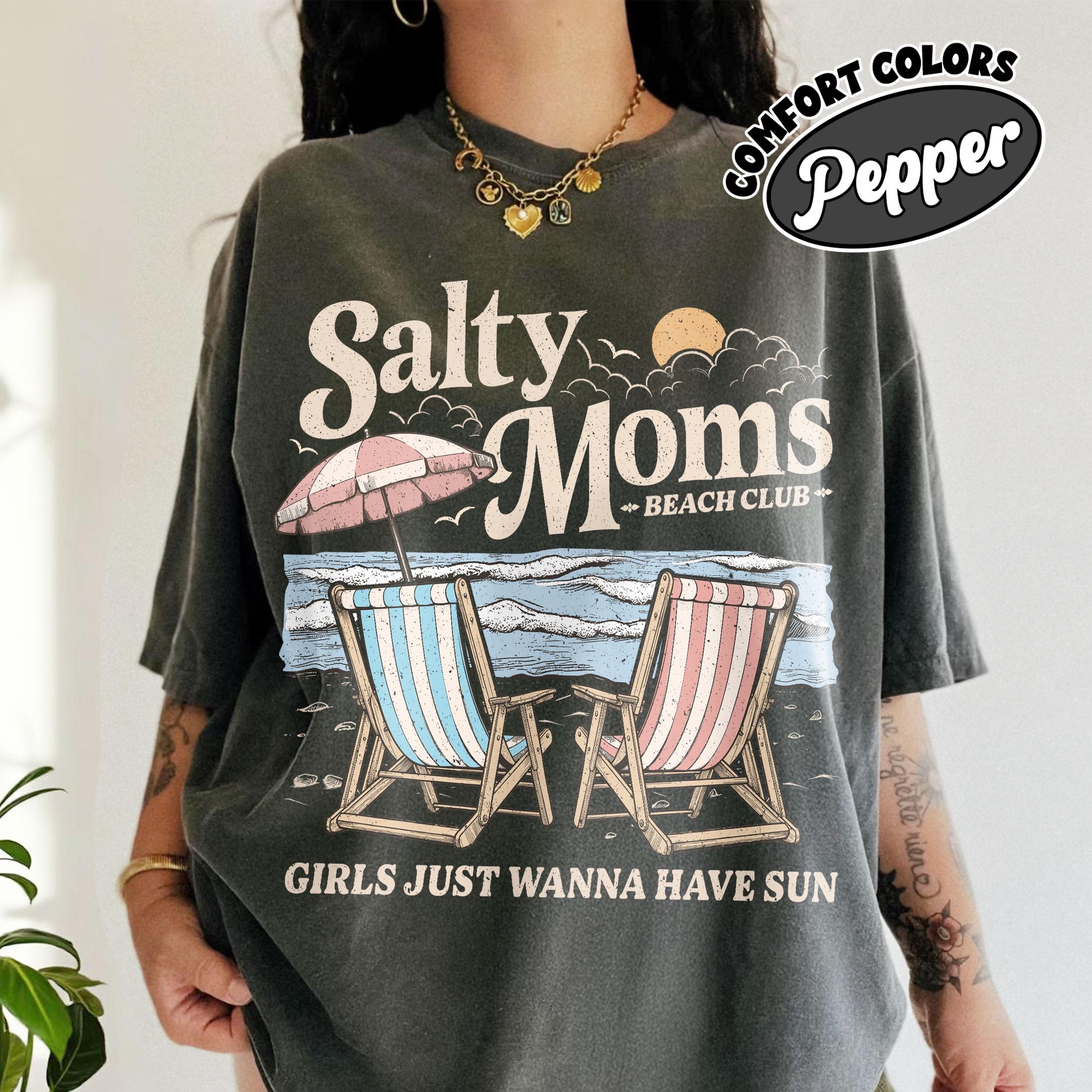 Salty Moms Beach Club Comfort Colors Shirt, The Beach Club Shirt, Aesthetic Beach Shirt, Mother’s Day Shirt Gift, Summer Vibes Tee