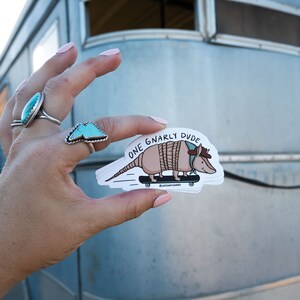 One Gnarly Dude Punchy Vans Sticker - Western Cowgirl Armadillo Vinyl Sticker