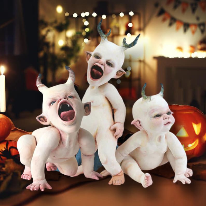 Horror Baby Handmade Halloween Decoration Doll Resin Crafts image 2