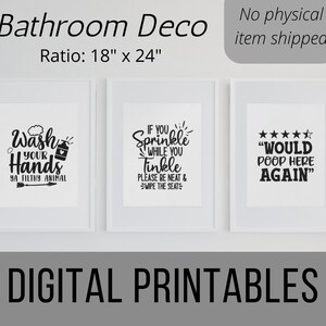 Baño digital imprimibles, divertido arte de pared para inodoro, Decoración, imprimir en casa, descargar decoración
