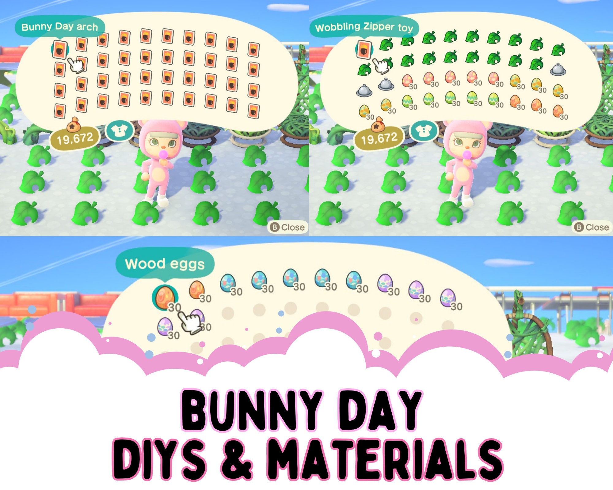 Bunny Day Diys & Materials Set Instant Delivery Acnh Etsy
