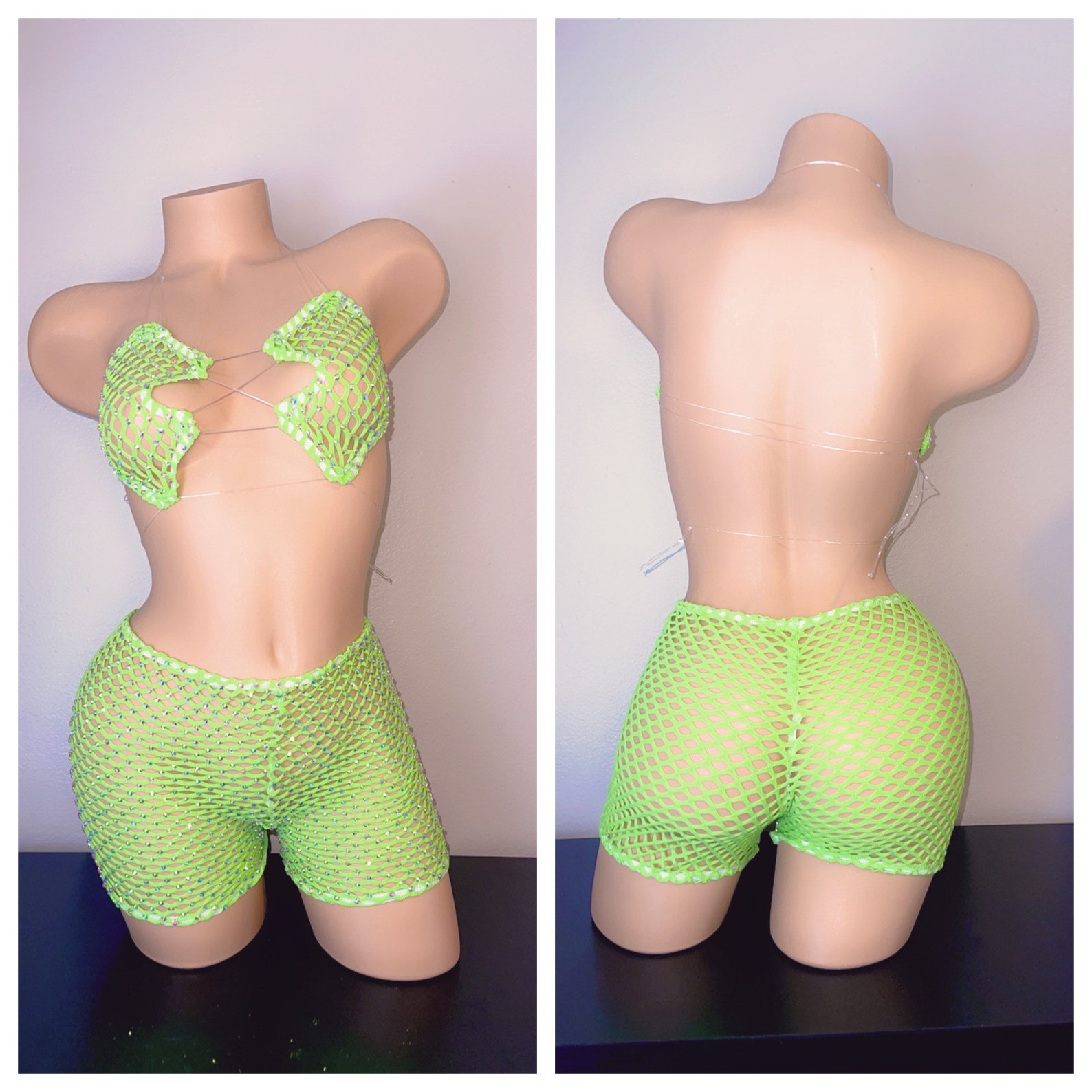 Exotic dancewear Two piece net set Etsy