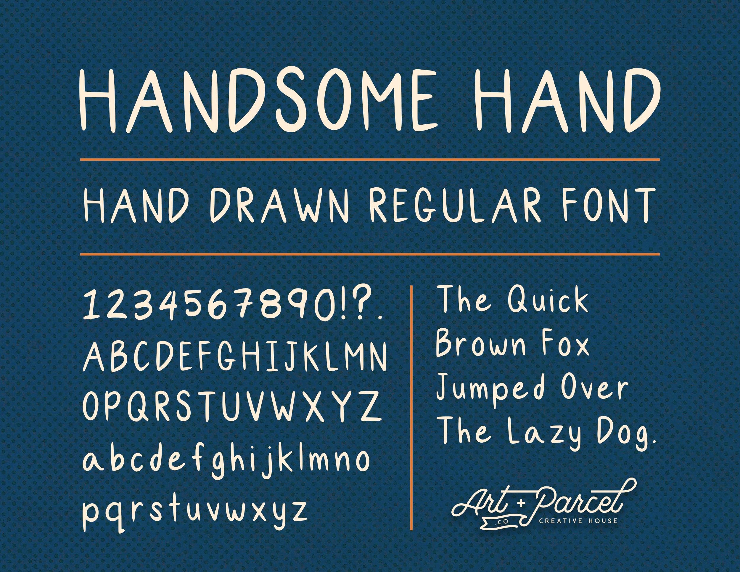 Hand Fount Handsome Hand | Hand Drawn Font - Etsy