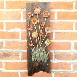 Beautiful Handmade Arrangements Pinecone Flower Art on Reclaimed Wood #8