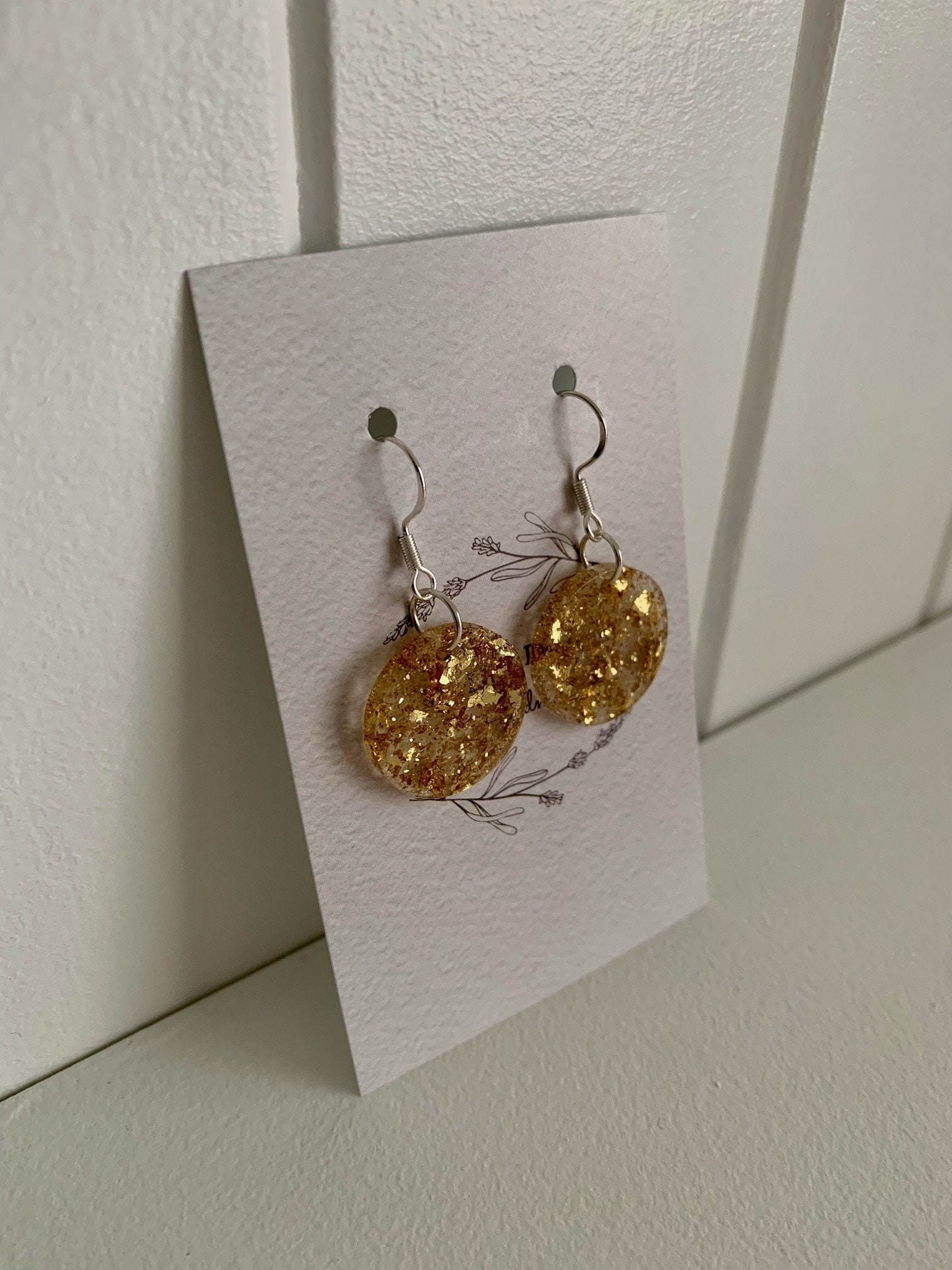 Handmade Gold Leaf Dangle Earrings Etsy