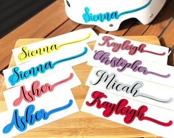Reflective Custom Name Decal: Bike, Helmet, Gear