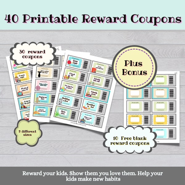 Kids Reward Coupons | Printable Love Coupons | Coupons for Kids | Reward system | Positive Behavior Reward Set | Blank coupon template