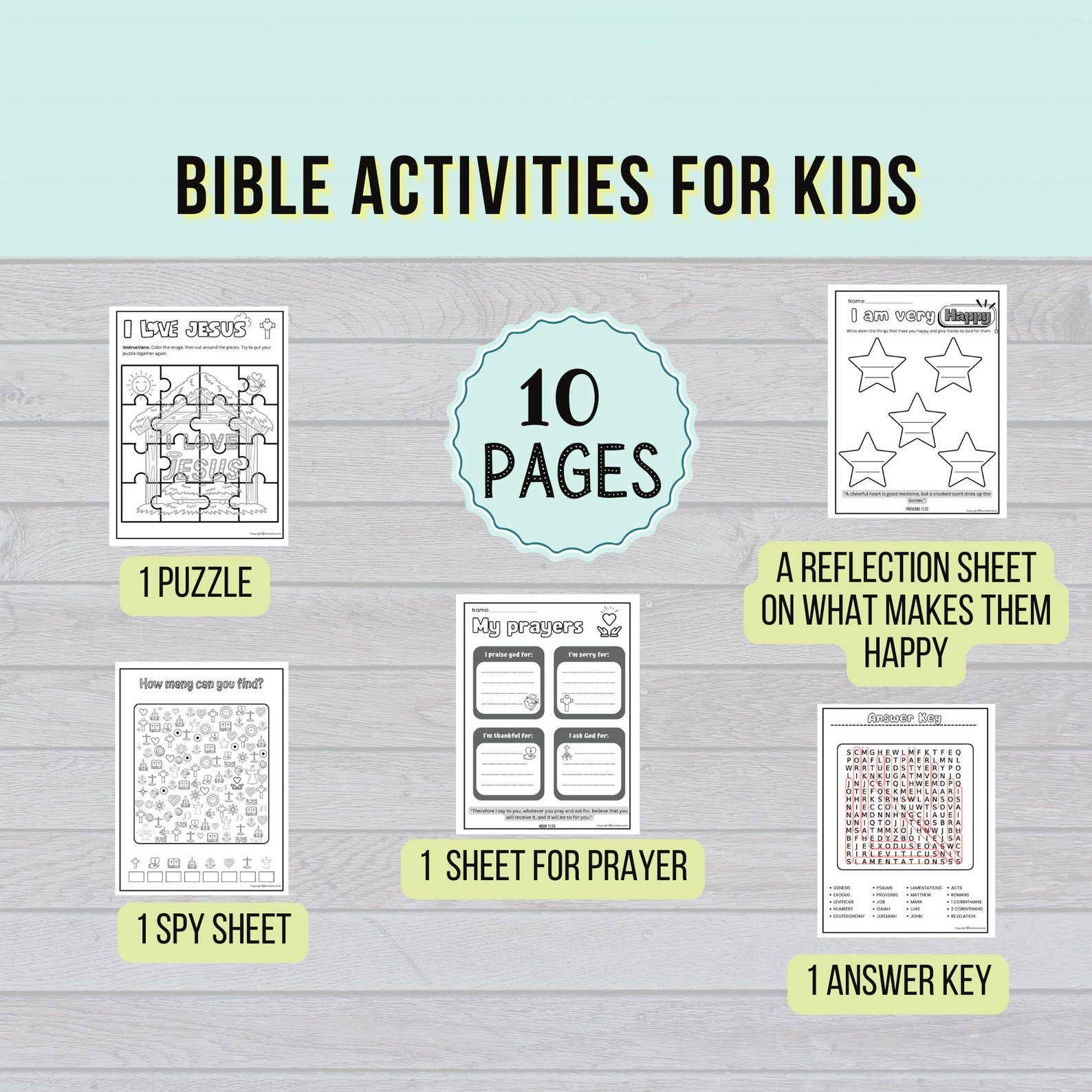 Bible Printables Activities for Kids Fun Sunday School - Etsy