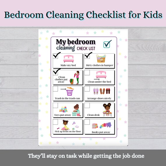 Bedroom Cleaning Checklist for Kids | Etsy
