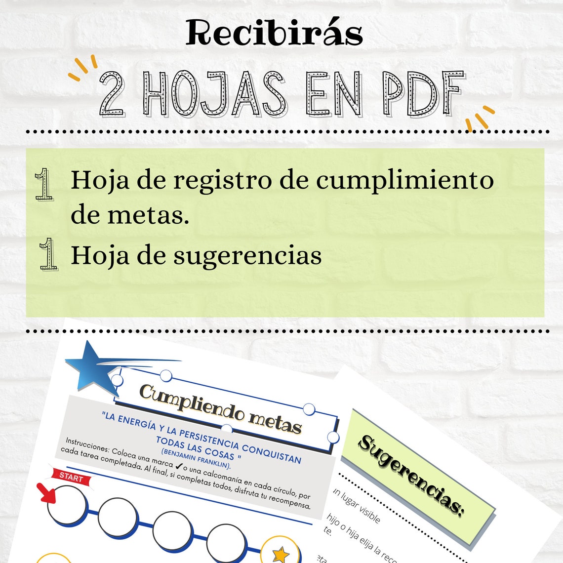 Spanish Goal Chart, Kids Printable Rewards Chart, Setting Goals