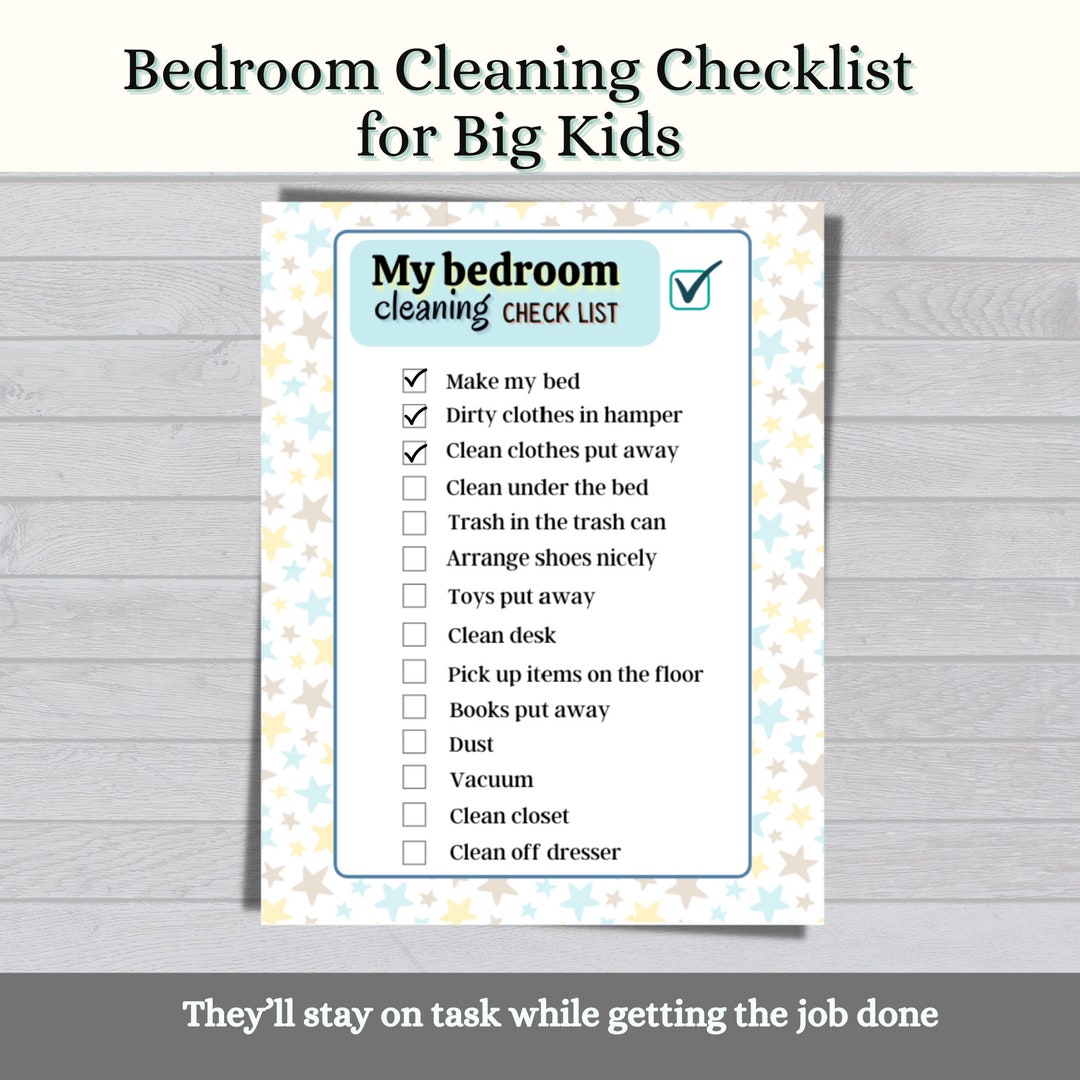 kids-clean-room-checklist-bedroom-cleaning-checklist-for-big-kids-etsy for Free Printable Bedroom Cleaning Checklist Kids Clean Room Checklist | Bedroom Cleaning Checklist for Big Kids - Etsy for Free Printable Bedroom Cleaning Checklist