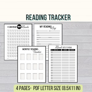 Reading Tracker (DOWNLOAD), reading challenge, 100 book challenge, reading log, monthly reading, book list to read.