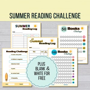 Summer Reading Log,  Printable Book Tracker for Kids, Reading Challenge for Kids and adults, Reading Chart, Homeschool Reading List