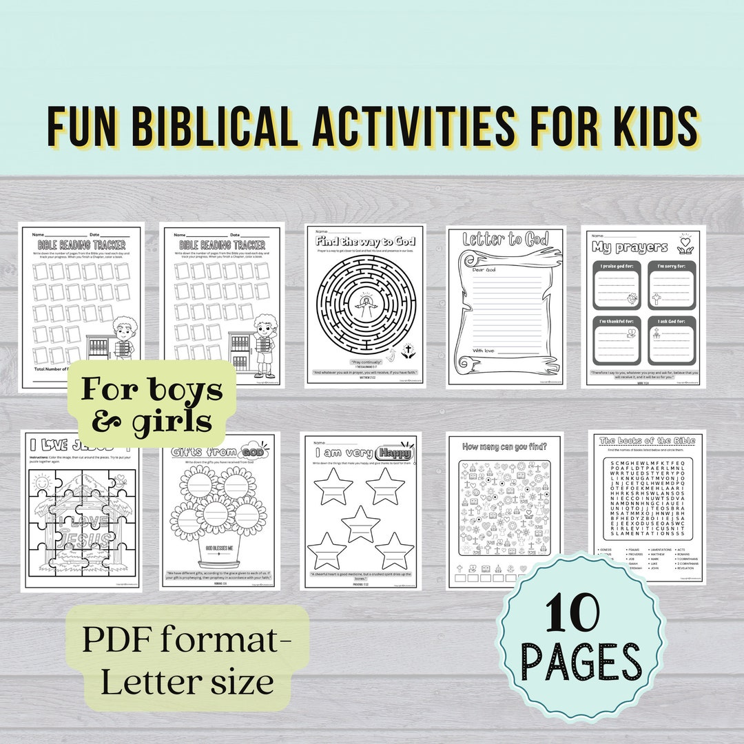 Bible Printables Activities for Kids Fun Sunday School - Etsy