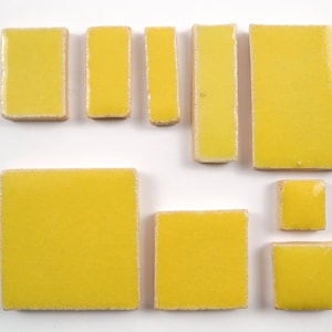 Sunshine Yellow Rectangles handmade ceramic tiles for mosaic design.