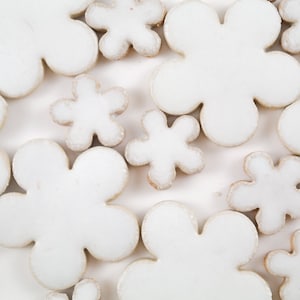 Snow White Flower Power handmade ceramic tiles for mosaic design.