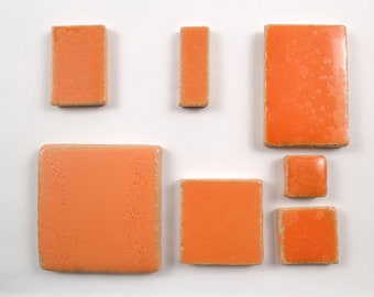 Tangerine Orange Rectangles handgefertigte Keramikfliesen für die Mosaikgestaltung.