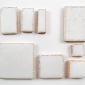 Snow White Rectangles handmade ceramic tiles for mosaic design.