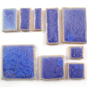 Amethyst Violet Rectangles handmade ceramic tiles for mosaic design.