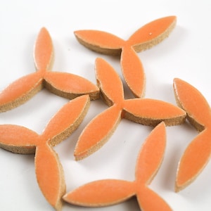 Tangerine Orange Pinwheels handmade ceramic tiles for mosaic design.