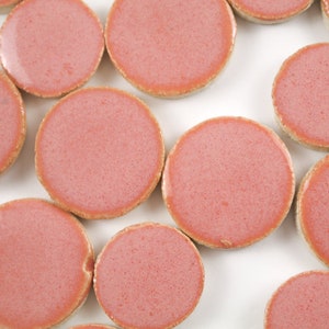 Sunset Pink Circles handmade ceramic tiles for mosaic design.