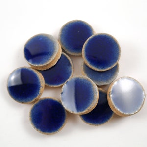 Royal Blue Circles handmade ceramic tiles for mosaic design.
