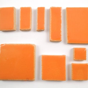 Atomic Orange Rectangles handmade ceramic tiles for mosaic design.