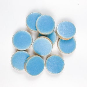 Robin Egg Blue Circles handmade ceramic tiles for mosaic design.