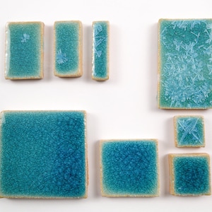 Crystal Turquoise Rectangles handmade ceramic tiles for mosaic design.