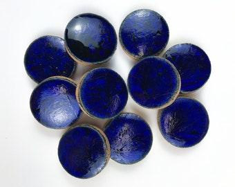 Midnight Blue Circles handmade ceramic tiles for mosaic design.