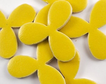 Sunshine Yellow Fans handmade ceramic tiles for mosaic design.