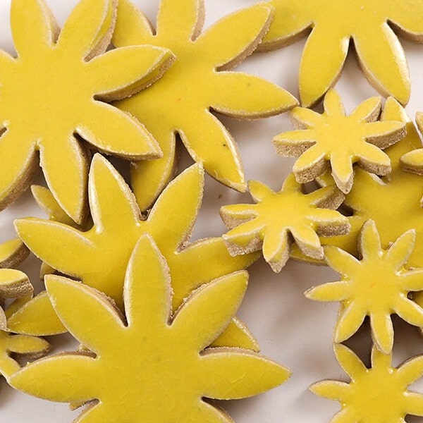 Sunshine Yellow Sunflower handmade ceramic tiles for mosaic design.