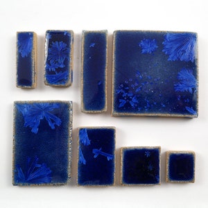 Royal Blue rectangular handmade ceramic tile for mosaic design