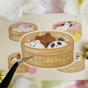 We Bare Bears Steamed Buns Sticker | Cute Aesthetic, Clear Vinyl Sticker, Waterproof Sticker, Decal