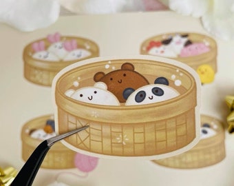 We Bare Bears Steamed Buns Sticker | Cute Aesthetic, Clear Vinyl Sticker, Waterproof Sticker, Decal