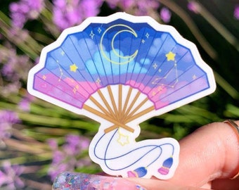Star Night Sky Fan Sticker | Cute Aesthetic, Clear Vinyl Sticker, Waterproof Sticker, Decal