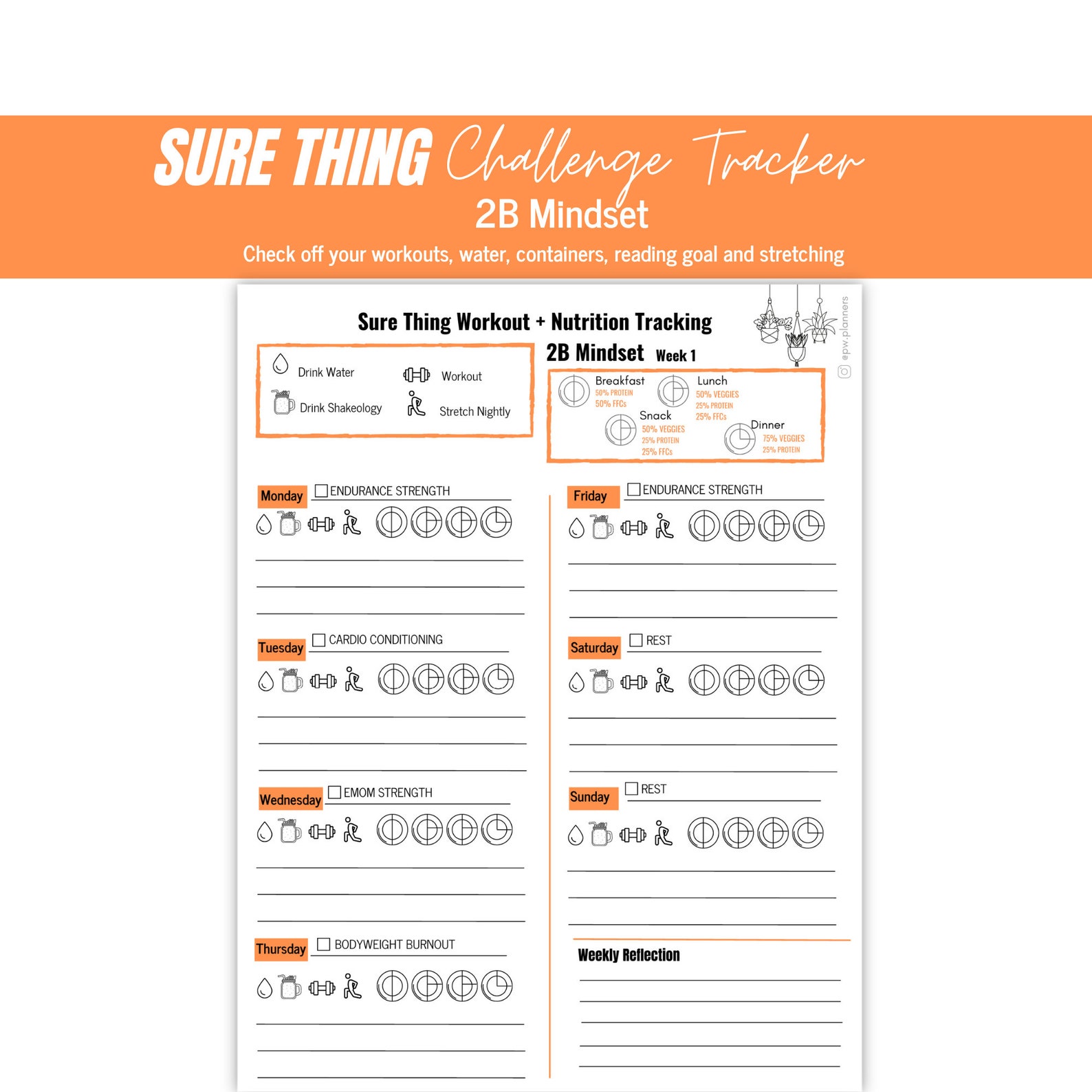 Sure Thing 2B Mindset Challenge Tracker - Etsy