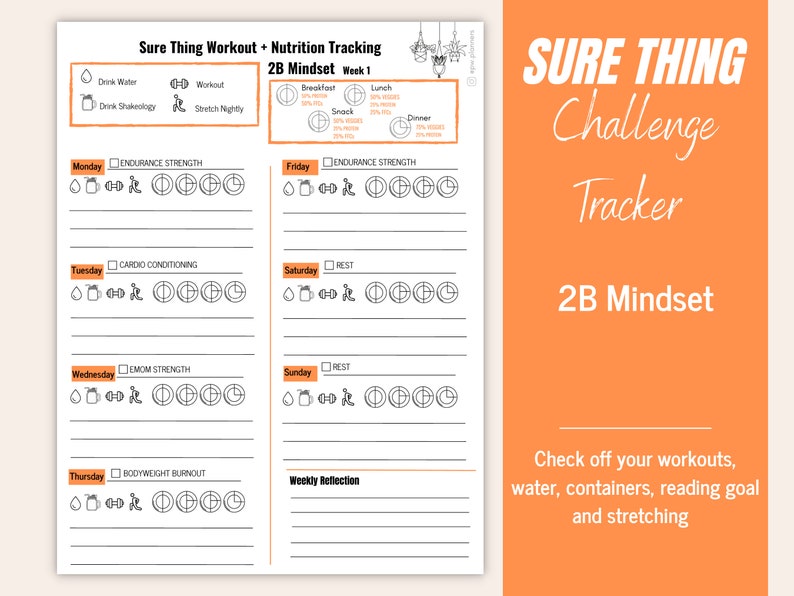 Sure Thing 2B Mindset Challenge Tracker - Etsy