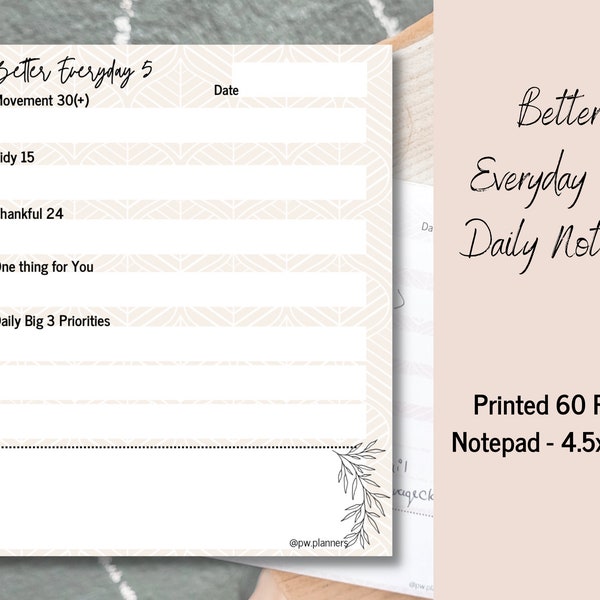 Better Everyday 5 Daily Habits Notepad