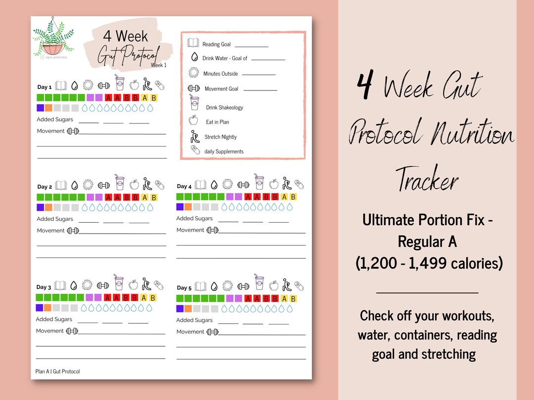 Plan A 4 Week Gut Protocol Tracker - Etsy
